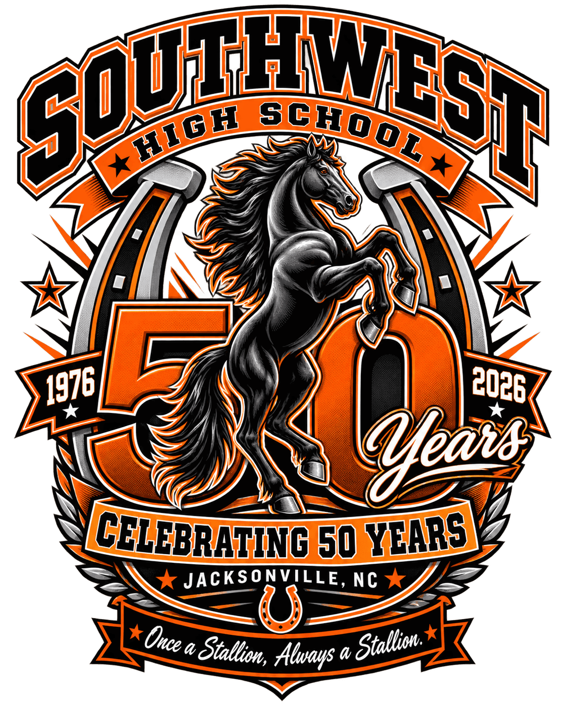 Southwest High School 50th anniversary crest, 1976 – 2026